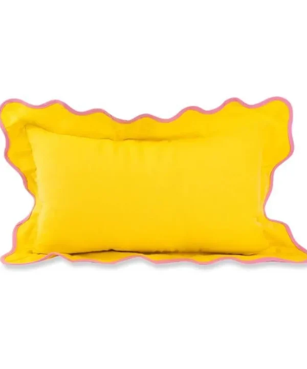 Darcy Linen Cushion 50x30cm in yellow, light pink