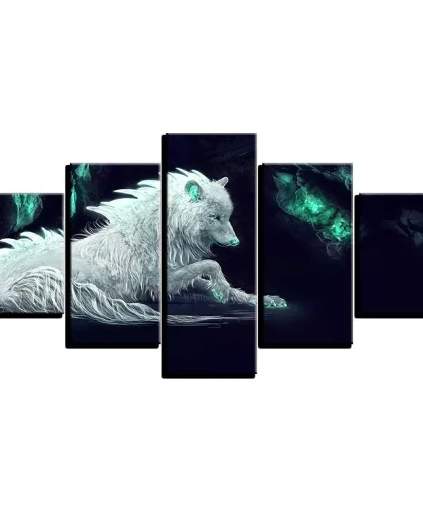 Snow Fox 5 Piece HD Multi Panel Canvas Wall Art Frame