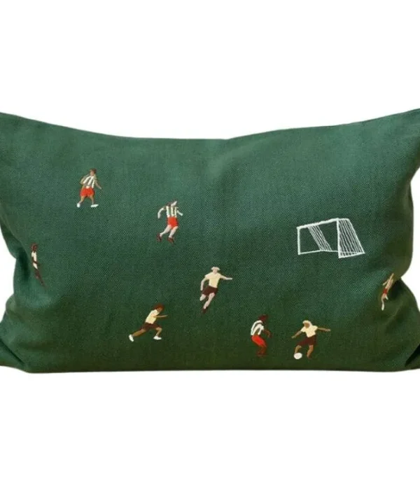 Soccer Embroidered Cushion Cover 60x40cm in green