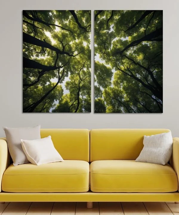 The Ethereal Splendor of Treetop Canopies 2 Piece HD Canvas Wall Art