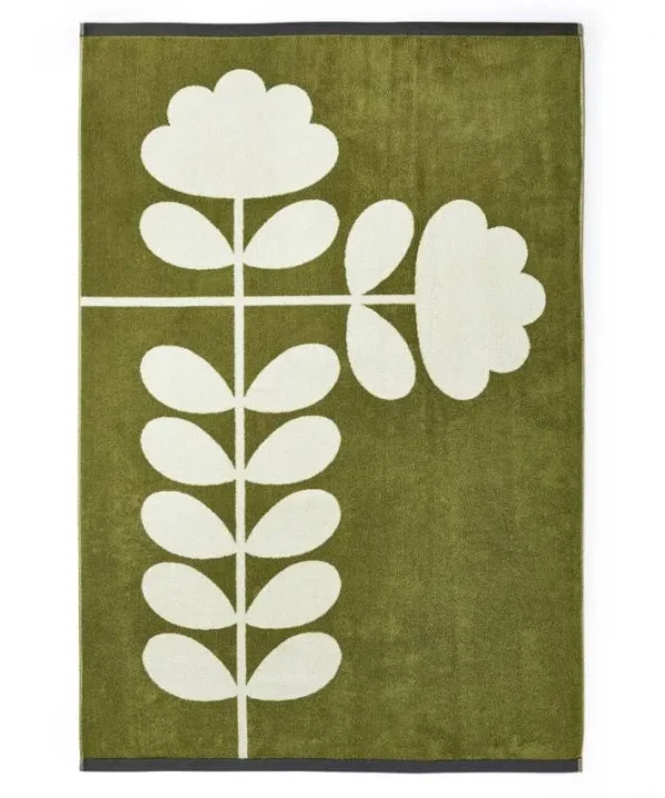 Cut Stem Bath Sheet in moss, charcoal