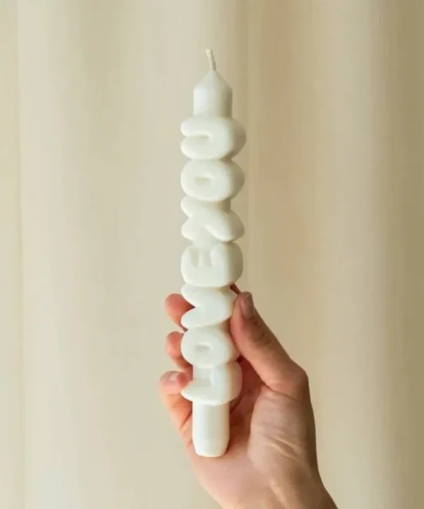 Love You 3D Taper Candle in white