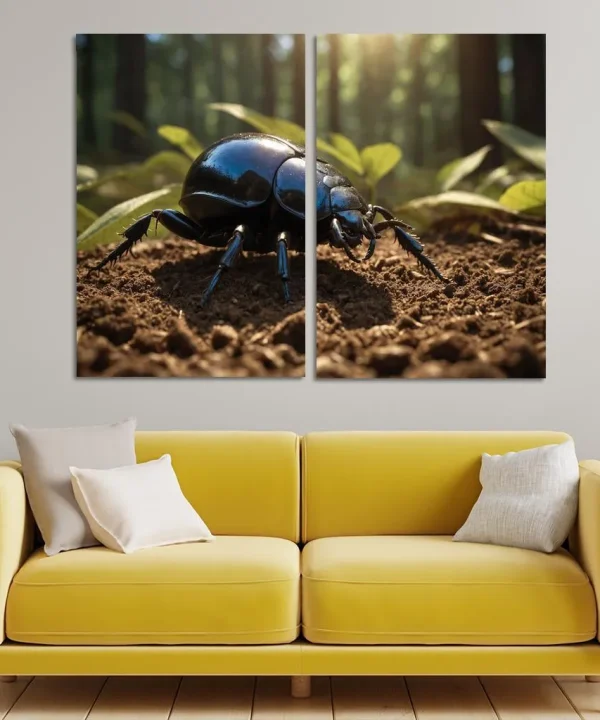 The Enigmatic Dung Beetle Nature's Clean-Up Crew 2 Piece HD Canvas Wall Art