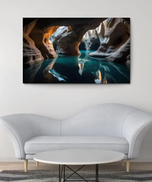 The Enigmatic Light of Cave Reflections 1 Piece HD Canvas Wall Art