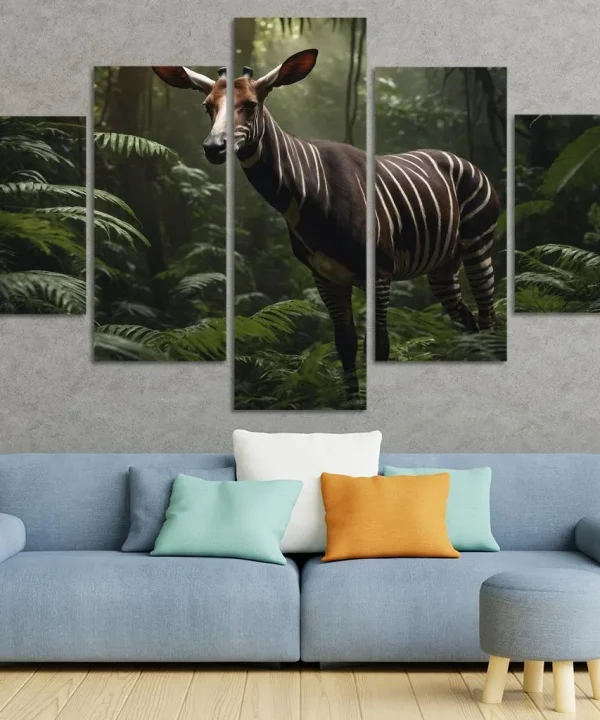 The Spectacular Okapi Forest Giraffe 5 Piece HD Canvas Wall Art