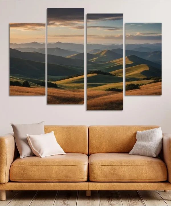 The Splendor of Distant Mountain Ranges 4 Piece HD Canvas Wall Art