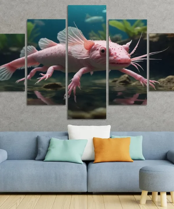 The Whimsical Axolotl Nature's Cute Ambassador 5 Piece HD Canvas Wall Art