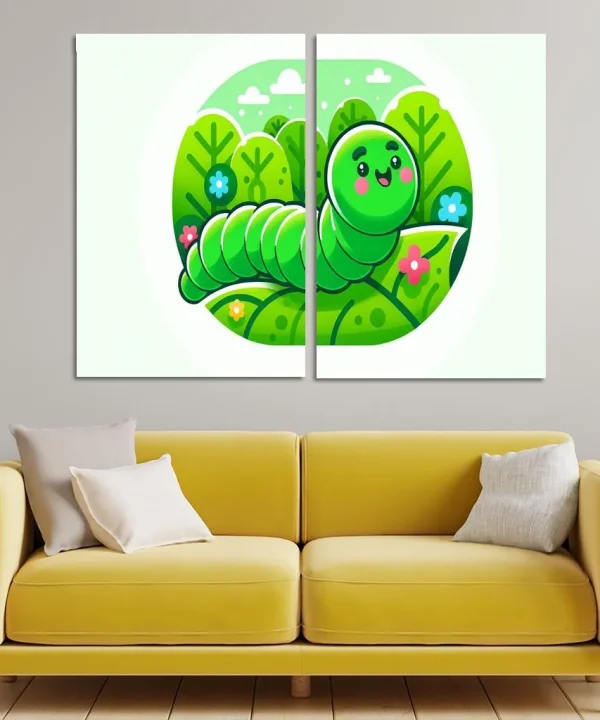 Cute Caterpillar Nature Explorer 2 Piece HD Canvas Wall Art