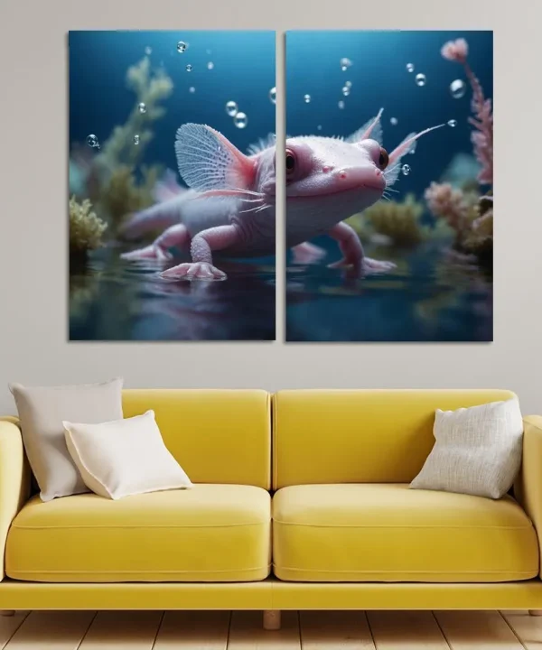 The Fascinating Axolotl 2 Piece HD Canvas Wall Art