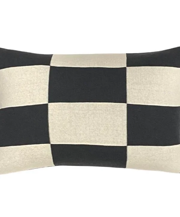 Jumbo Check Knit Cushion Cover 60x40cm in black, white