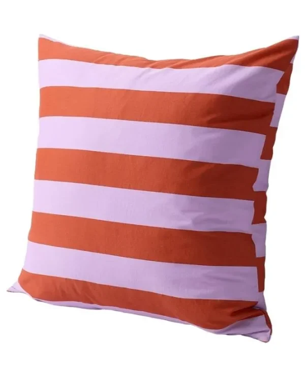 Striped European Pillowcase 60x60cm in grapefruit stripes