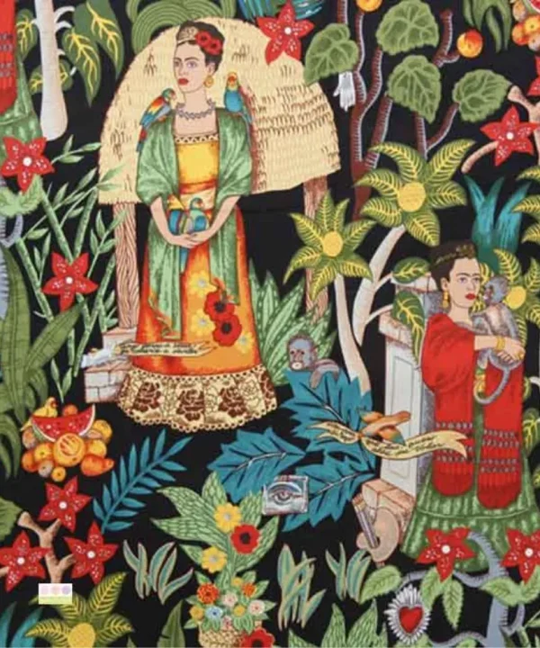 Frida's Garden Fabric in black