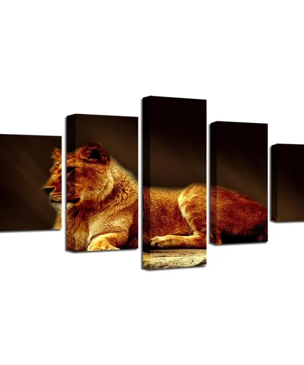 Lion 5 Piece HD Multi Panel Canvas Wall Arts Frames Set