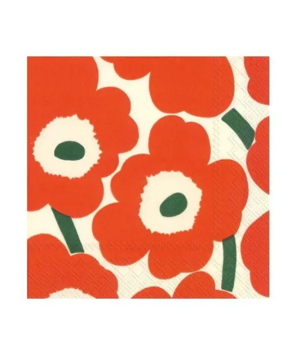 Serviettes in Unikko Orange Green