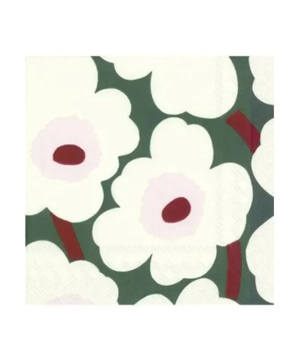 Serviettes in Unikko in green, cream