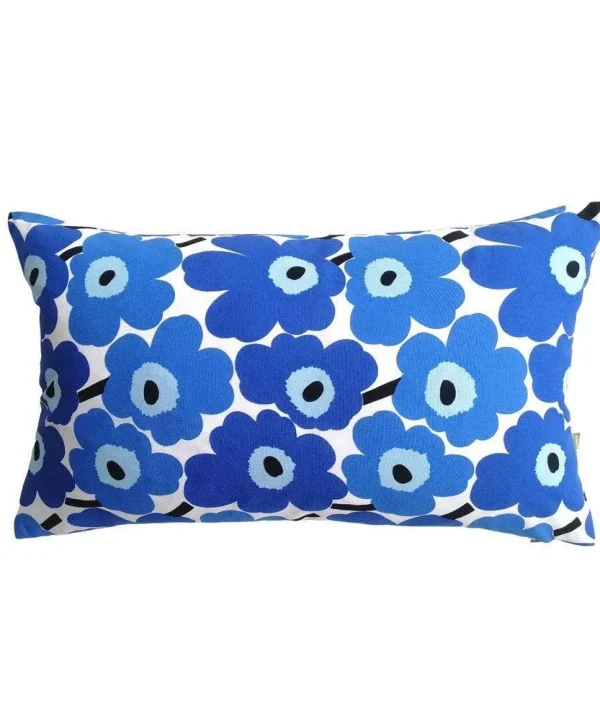 Mini Unikko Cushion Cover 50x30cm in white, blue