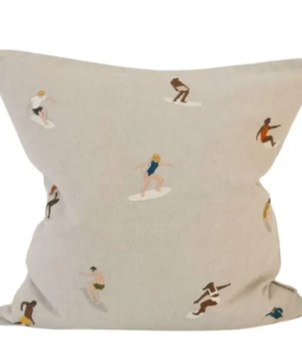 Surfers Embroidered Cushion Cover 48cm