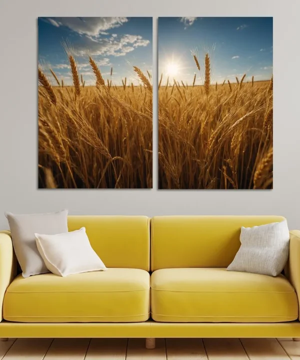 The Endless Horizon of Golden Wheat Fields 2 Piece HD Canvas Wall Art