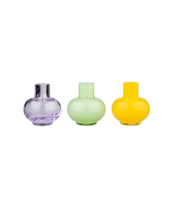 Mini Vase in pale green, lemon, amethyst Set of 3