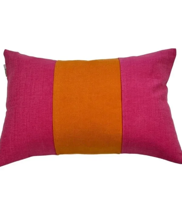 Triples Cushion Cover 60x40cm in clementine and buddeleia