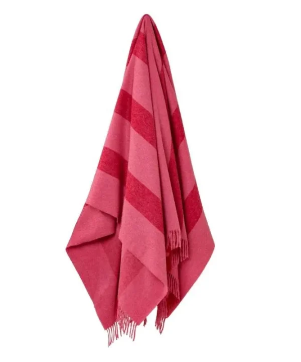 Stripe Merino Wool Throw 185x140cm in pink