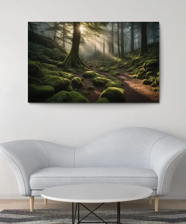 Ethereal Glow of Misty Forest Trails 1 Piece HD Canvas Wall Art
