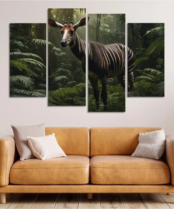 The Spectacular Okapi Forest Giraffe 4 Piece HD Canvas Wall Art