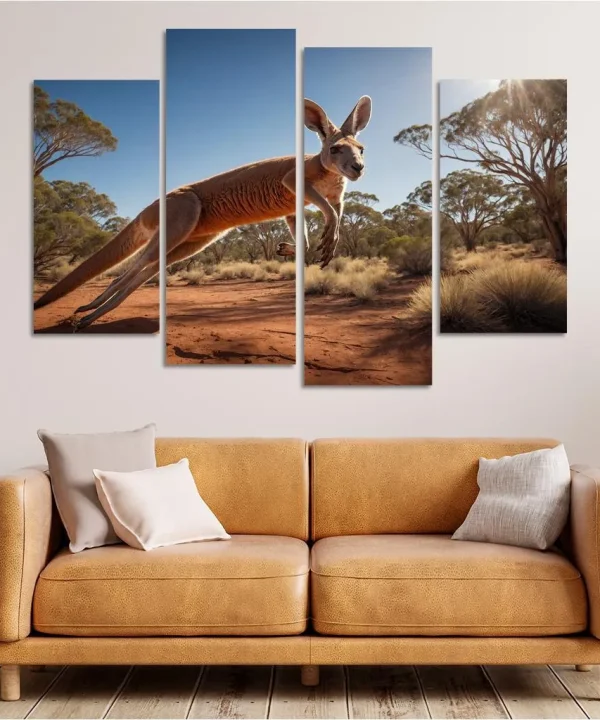 The Enigmatic Red Kangaroo 4 Piece HD Canvas Wall Art