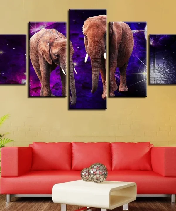 Elephant Canvas 5 Piece HD Multi Panel Canvas Wall Art Frame
