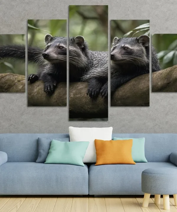 The Charming Binturong The Bearcat of the Rainforest 5 Piece HD Canvas Wall Art