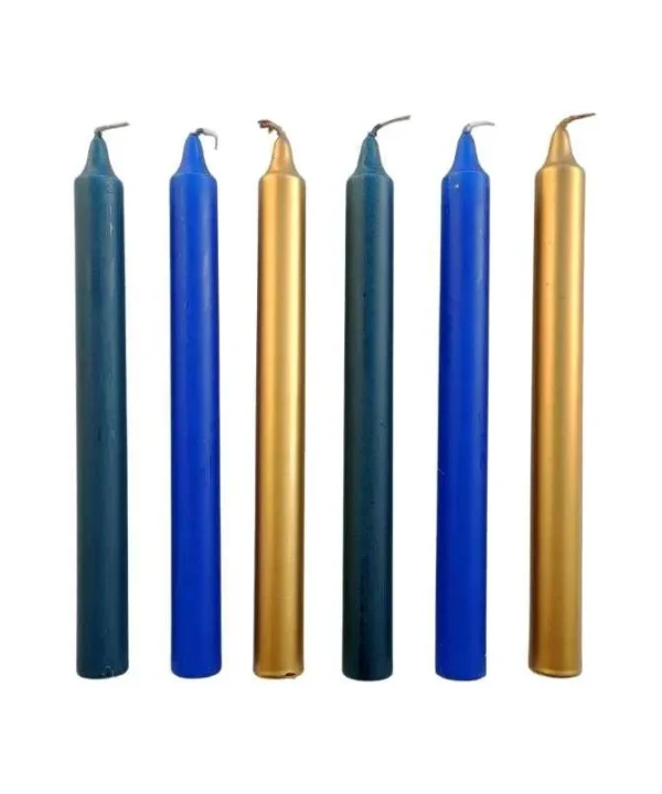 Lost at Sea Taper Candle 240mm set of 6 in gold, navy, royal blue