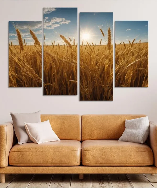 The Endless Horizon of Golden Wheat Fields 4 Piece HD Canvas Wall Art