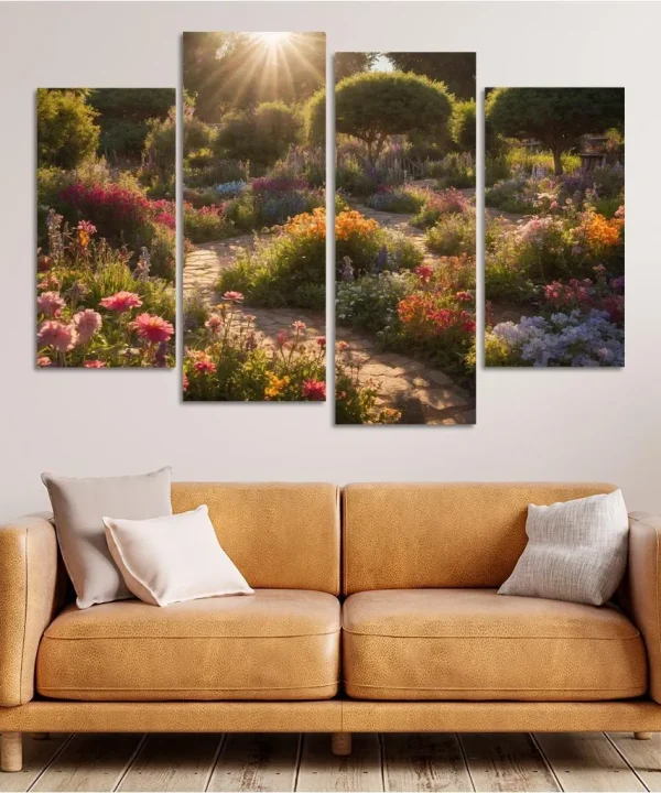 The Enchanted Garden of Crystal Blooms 4 Piece HD Canvas Wall Art