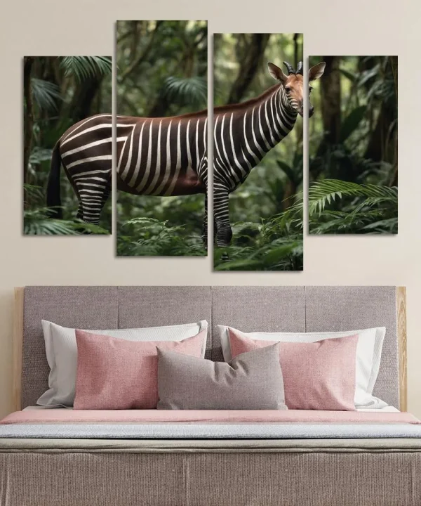 The Unique Okapi in the African Forests 4 Piece HD Canvas Wall Art