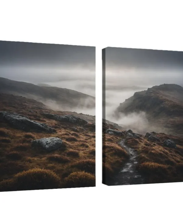 The Mystic Allure of Foggy Moorlands 2 Piece HD Canvas Wall Art
