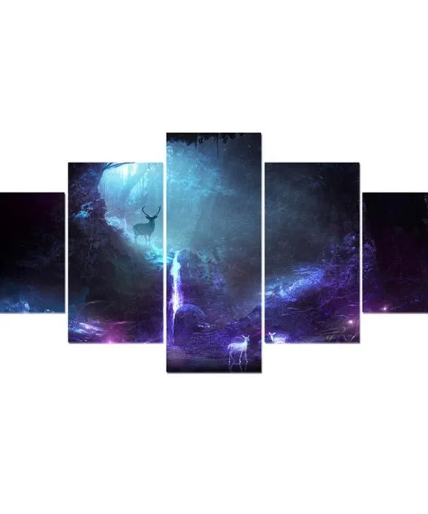 Animal Deer 5 Piece HD Multi Panel Canvas Wall Art Frame